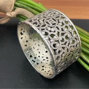 BRIGHTON Serendipity Ornate Scroll Wide Chunky Bangle Bracelet 85.2g